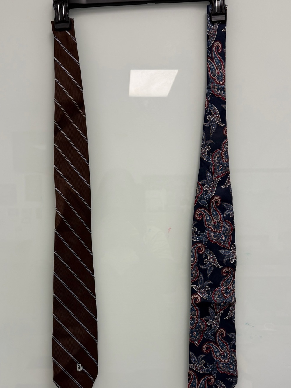 Dior Brown Striped & Navy Paisley Men's Tie Duo